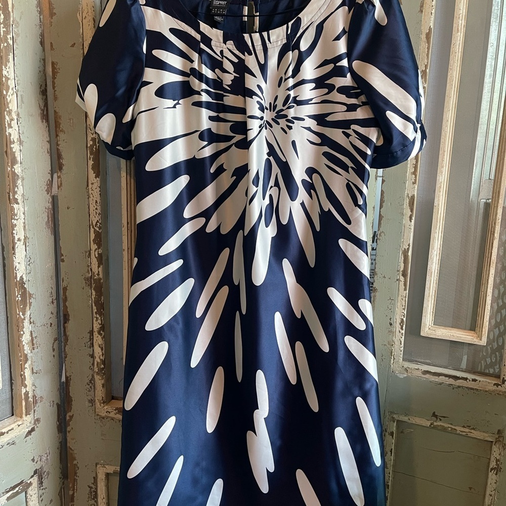 Esprit Navy and White Dress